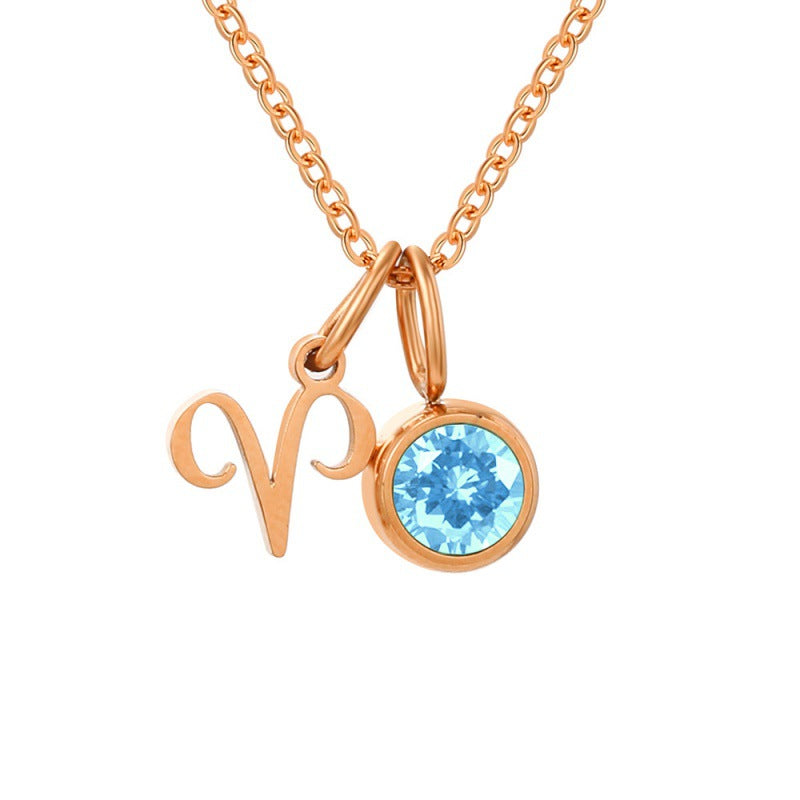 EMANCO 3D Zodiac Rune Necklace with Birthstone and Crystals