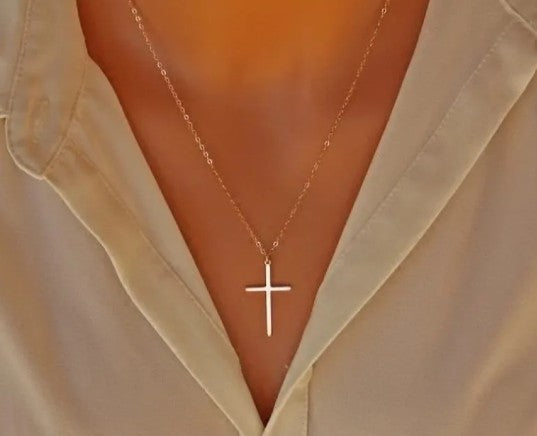 Cross Gold and Silver Pendant Necklace