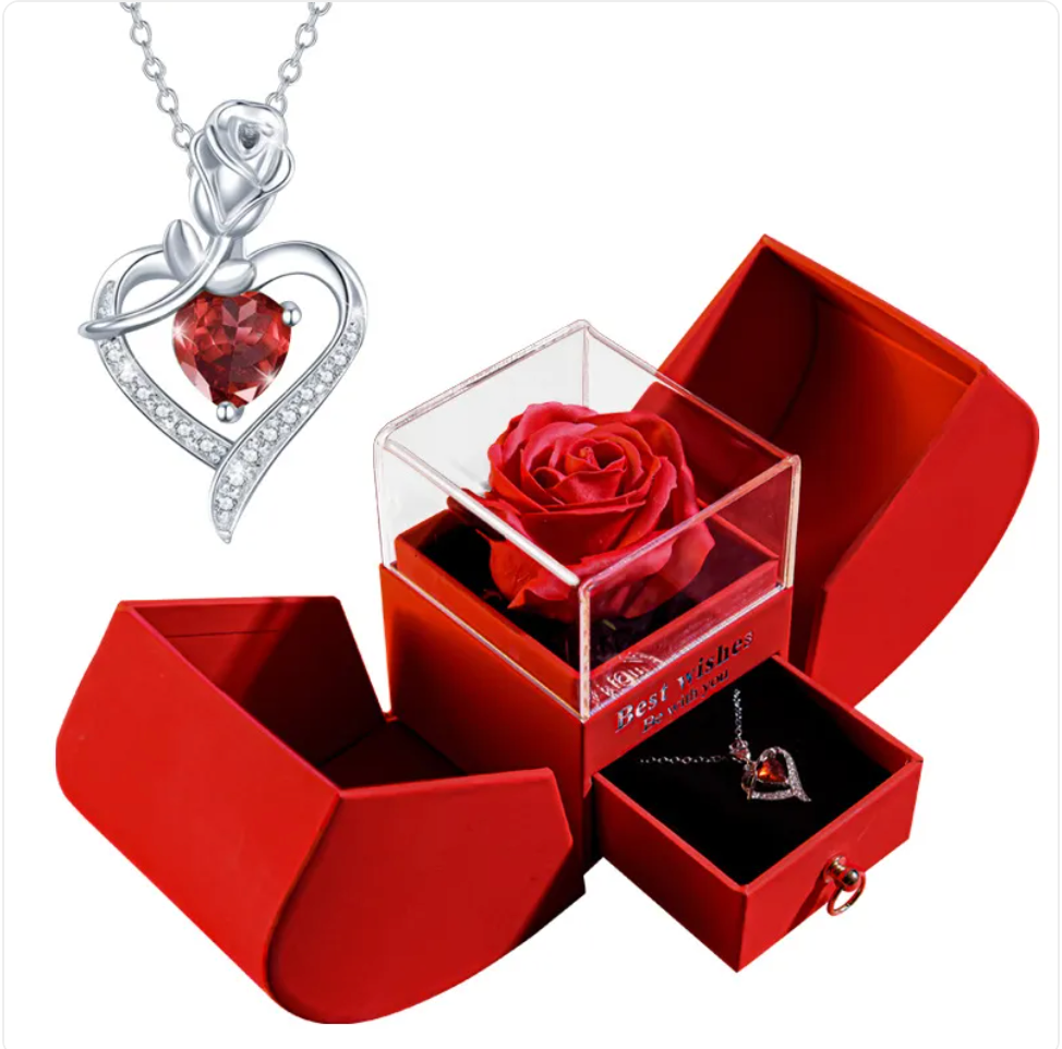 Necklace Jewelry Gift Box Set with Soap Flowers