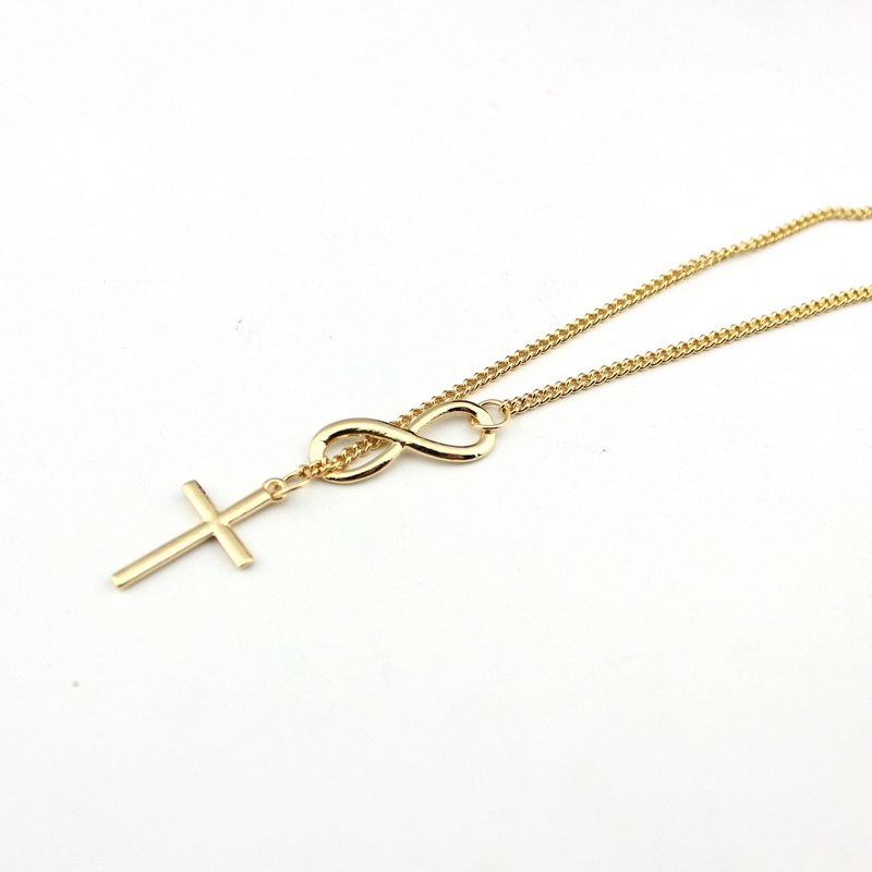 Infinity Cross Sweater Chain Necklace | Long Layering Necklace