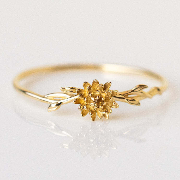12-Month Flower Birthstone Ring with Zircon Inlay