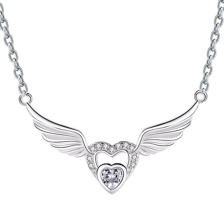 925 Silver Minimalist Angel Wings Pendant Necklace