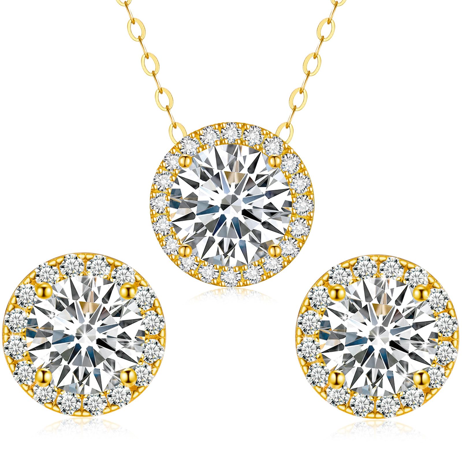 Moissanite Diamond Necklace & Earrings Set – 1ct D Color VVS1 Lab-Created Jewelry for Women