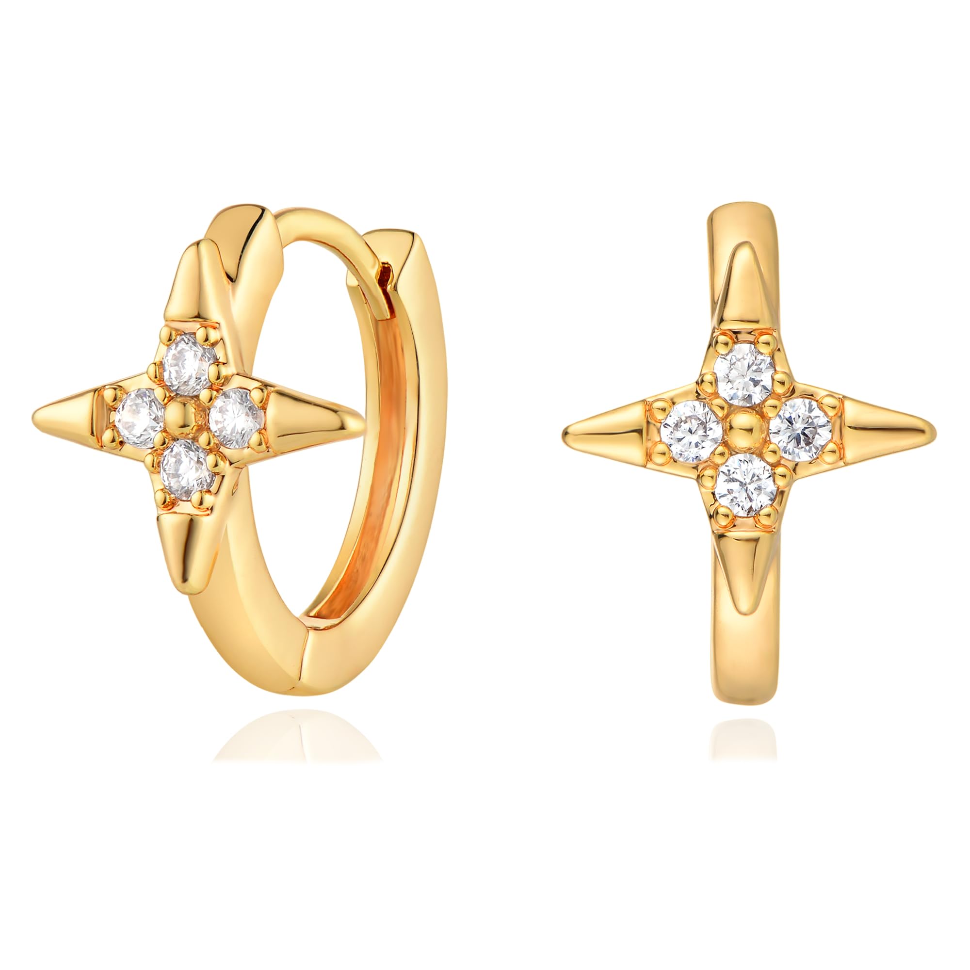 Gold Huggie Earrings | Snake & Shell Beaded Hoop Earrings for Women
