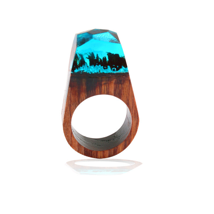 Pointed Wooden Resin Ring | Ethnic Style