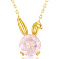 Japanese Rabbit Zodiac Necklace | Pink Crystal Pendant | Cute Astrology Jewelry