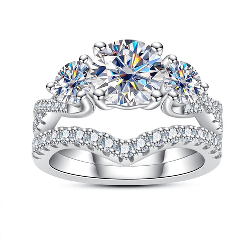 AimiIee Moissanite Engagement Rings Bridal Set 3.617CTTW D Color VVS1 Clarity Round Brilliant Cut Lab Grown Diamond S925 Sterling Silver Wedding Band Promise Rings for Women with Certificate 8.5