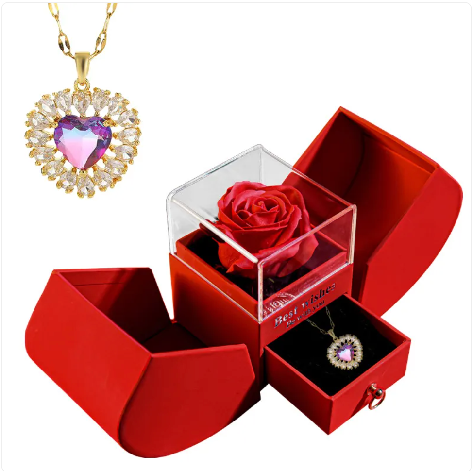 Necklace Jewelry Gift Box Set with Soap Flowers