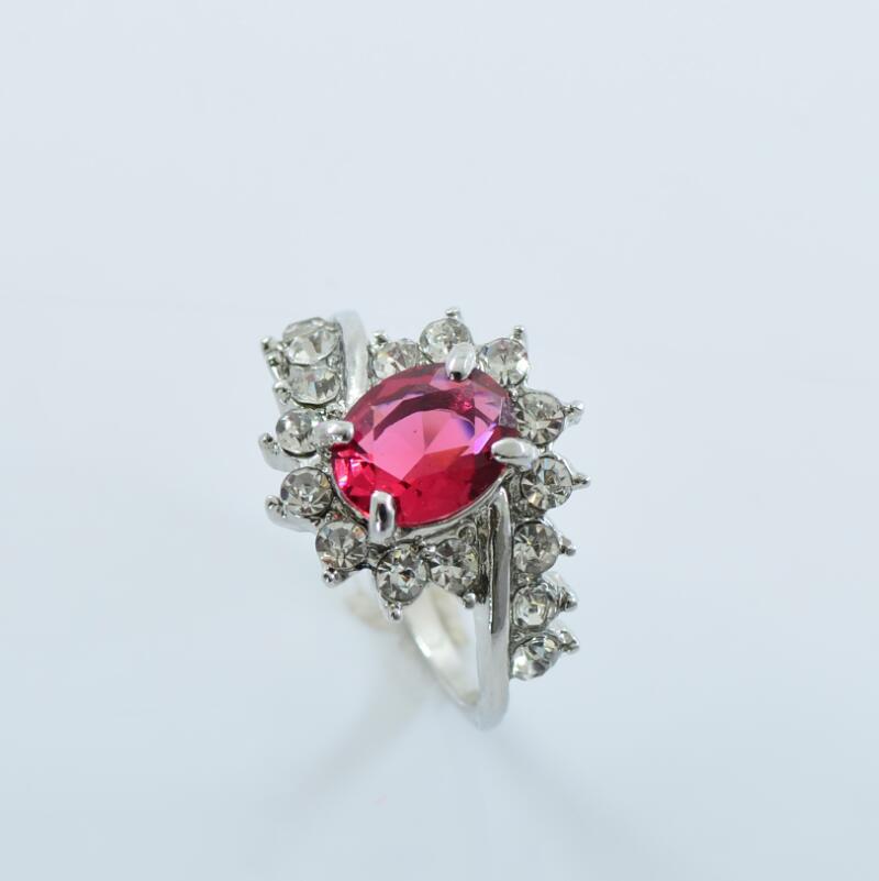 Oval Ruby & Diamond Zircon Engagement Ring