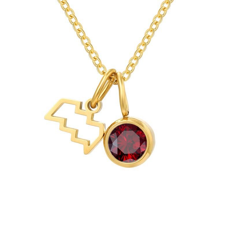 EMANCO 3D Zodiac Rune Necklace with Birthstone and Crystals