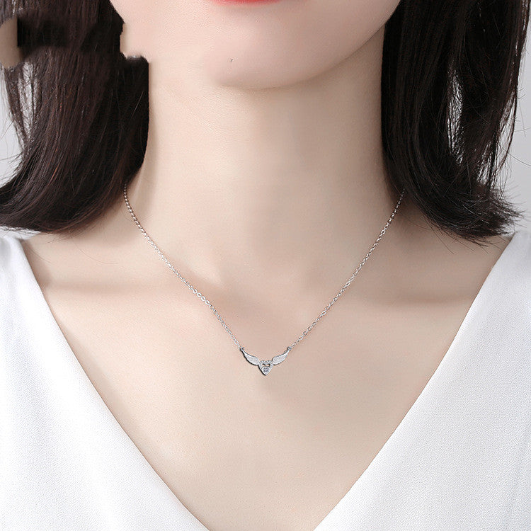 925 Silver Minimalist Angel Wings Pendant Necklace