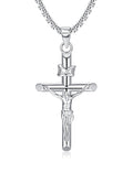 MILACOLATO 925 Sterling Silver Crucifix Necklace for Men Women 2mm Sterling Silver Rolo Chain Small Crucifix Pendant Jesus Crucifix Cross Necklace 18 Inches Christian Religious Jewelry Gifts