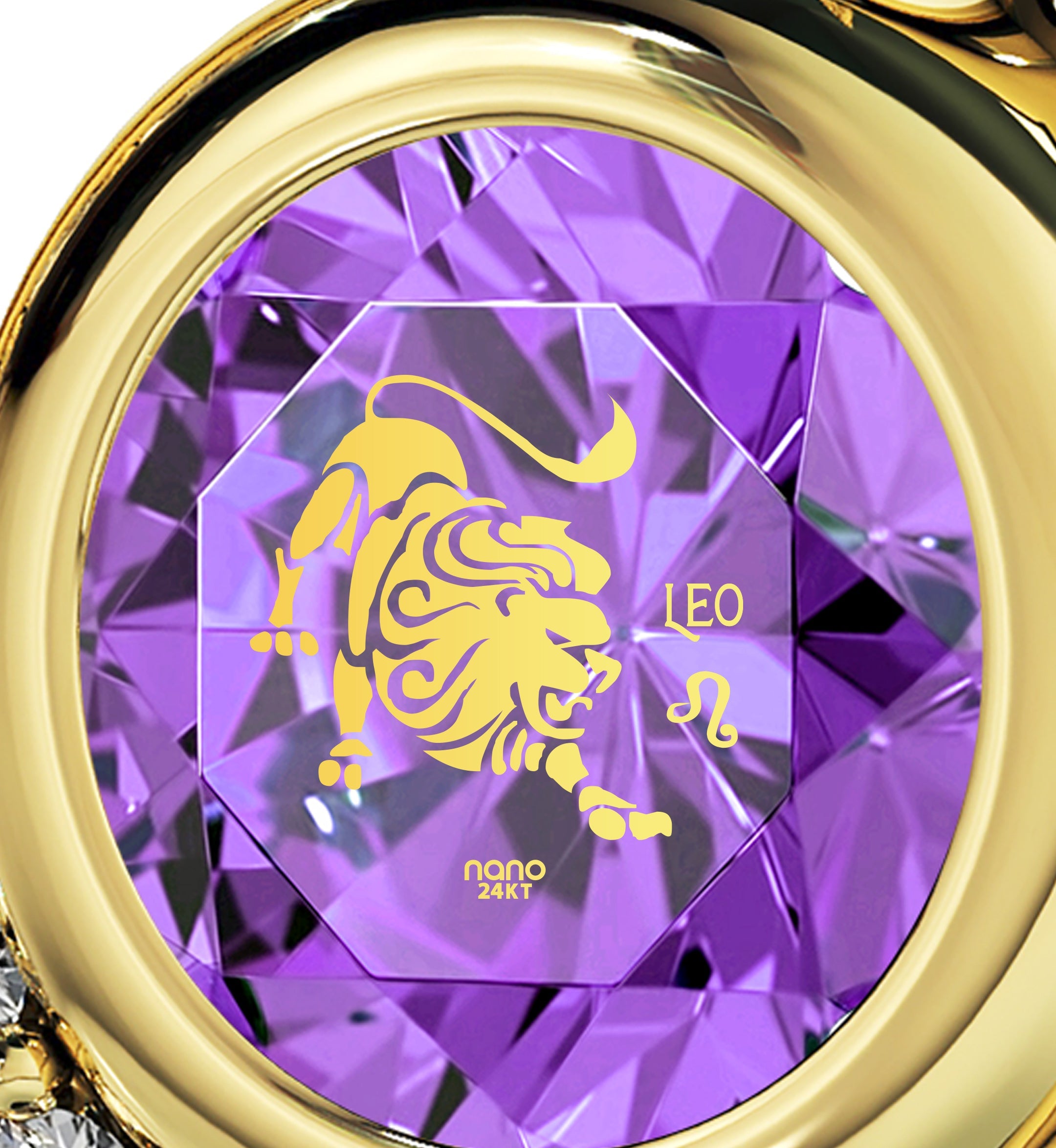 Leo Zodiac Heart Pendant Necklace | Gold Plated Silver | 24K Inscribed Crystal