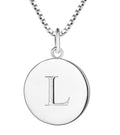YL Initial Necklace for Women 925 Sterling Silver Round Pendant Polished L Letter Jewelry