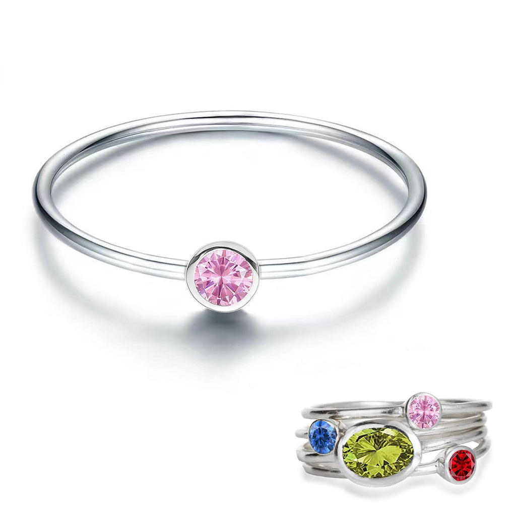 Mother Birthstone Stackable Ring Set | 925 Sterling Silver