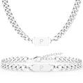Initial Letter Cuban Necklace & Bracelet Set – Personalized A-Z Stainless Steel Jewelry for Men & Women