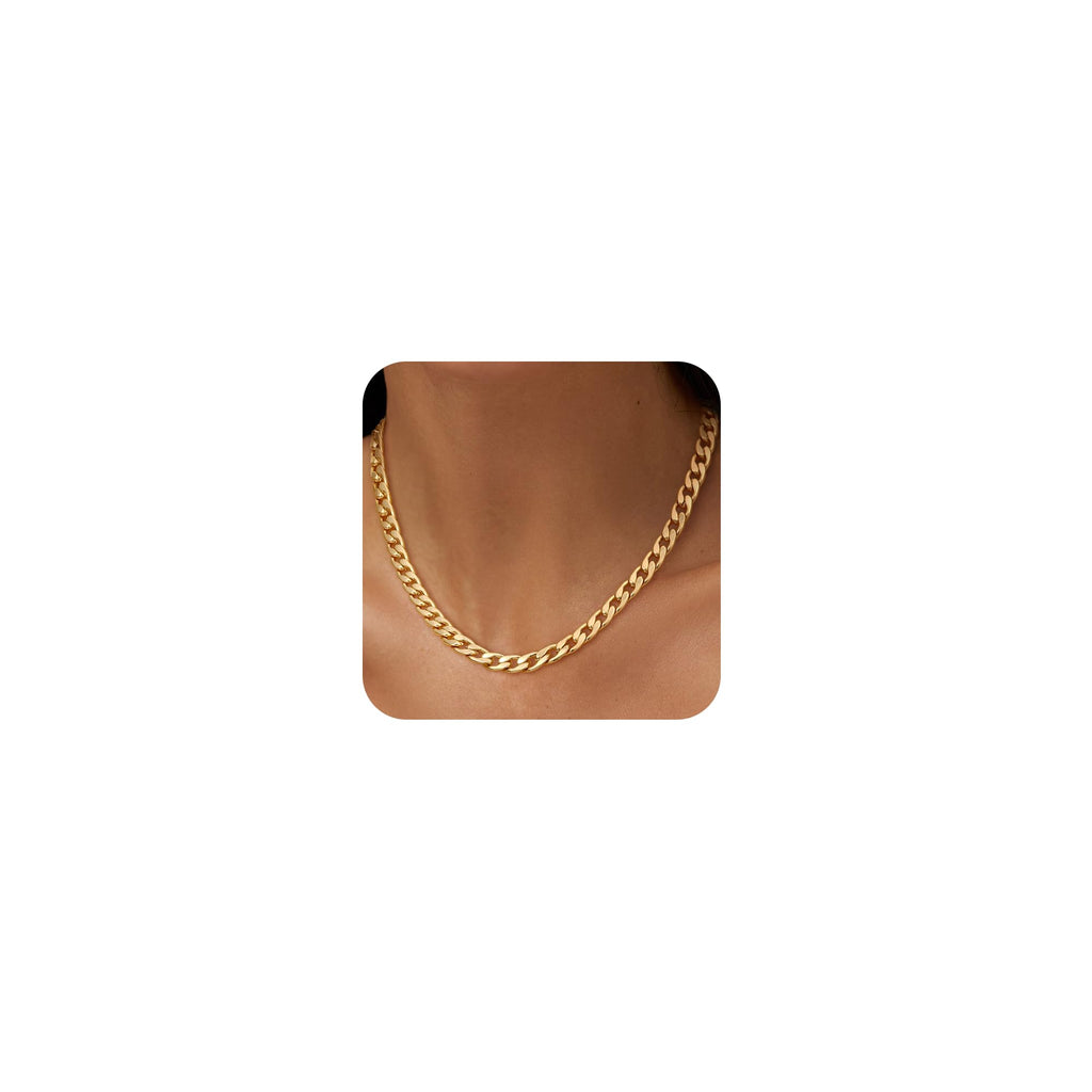 Carffordo 14K Gold Plated Cuban Link Chain Necklace for Women - Fashion Necklace Chunky Cuban Choker Dainty Hypoallergenic Necklaces Trendy Jewelry Gifts Dainty