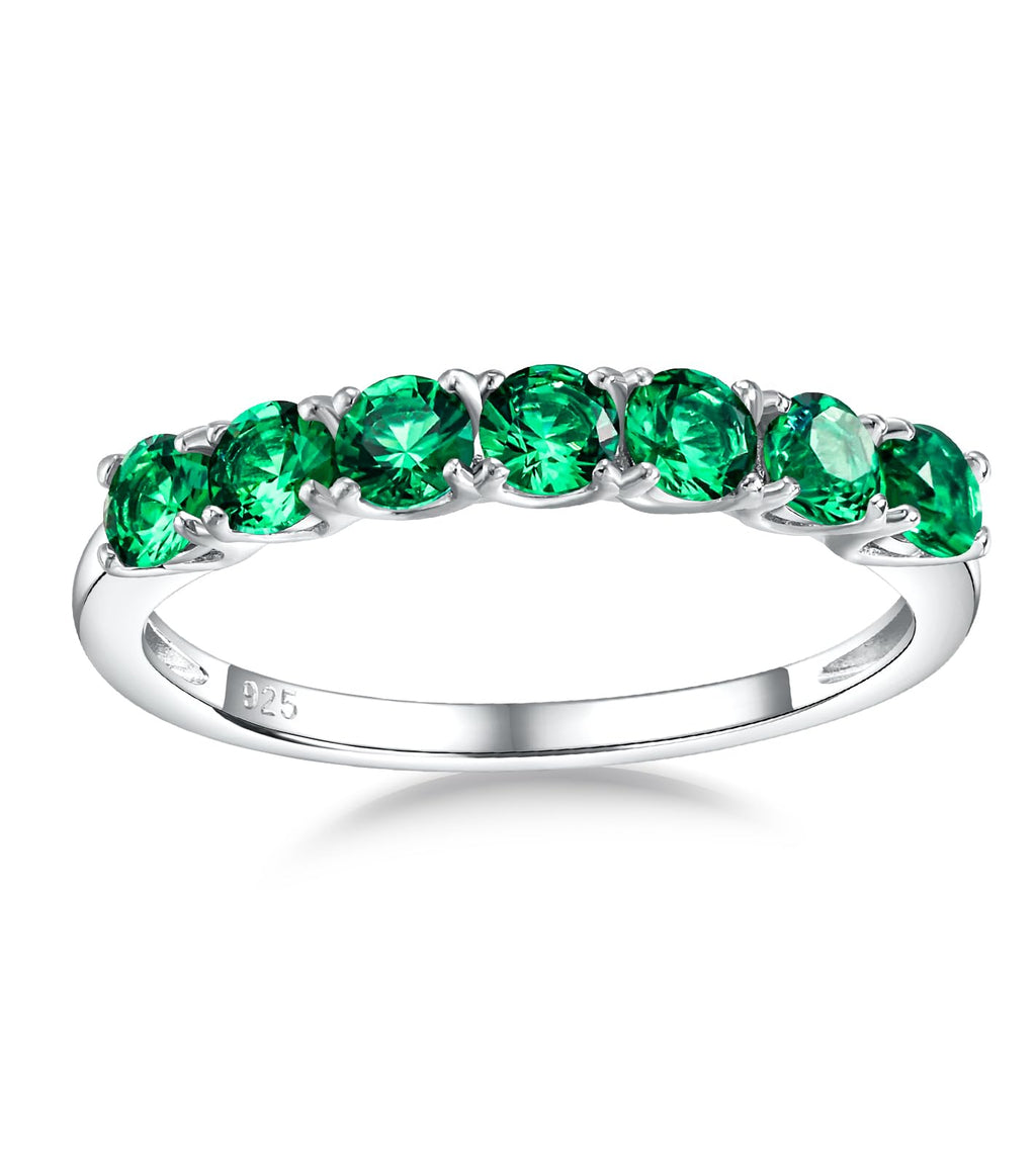 Emerald Eternity Band | 925 Silver May Birthstone Ring