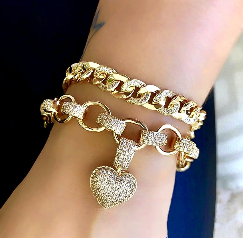 Heart Necklace & Bracelet Set for Women – Dainty Gold & Silver Jewelry Gift Set