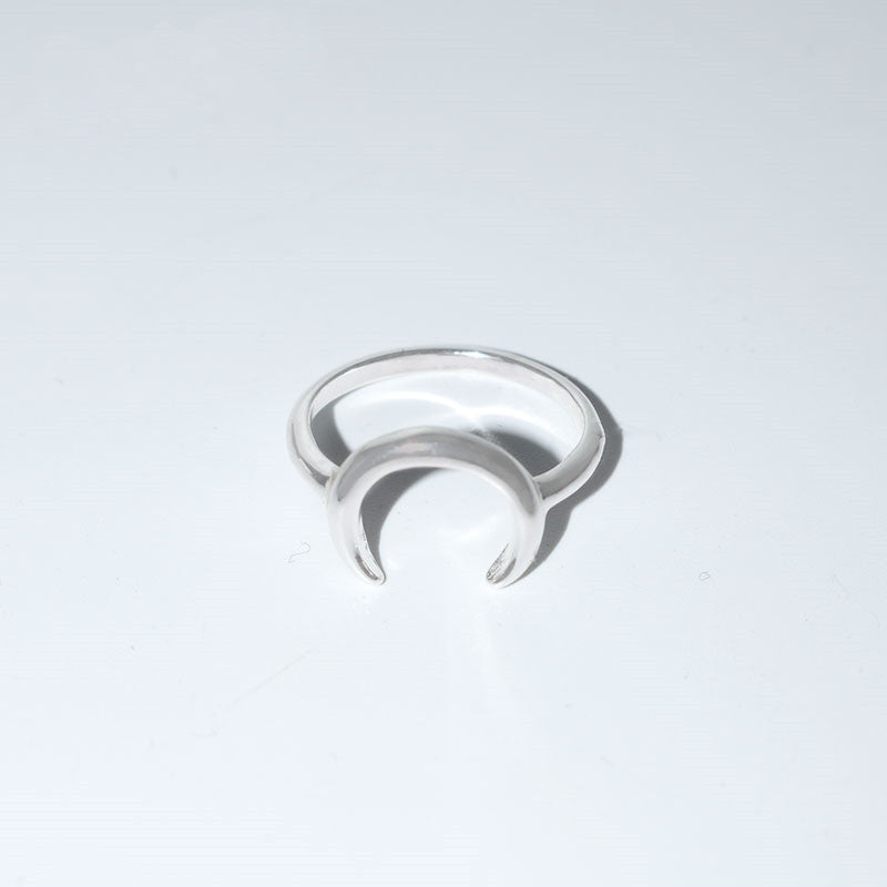 Minimalist Moon Open Ring | Celestial Design