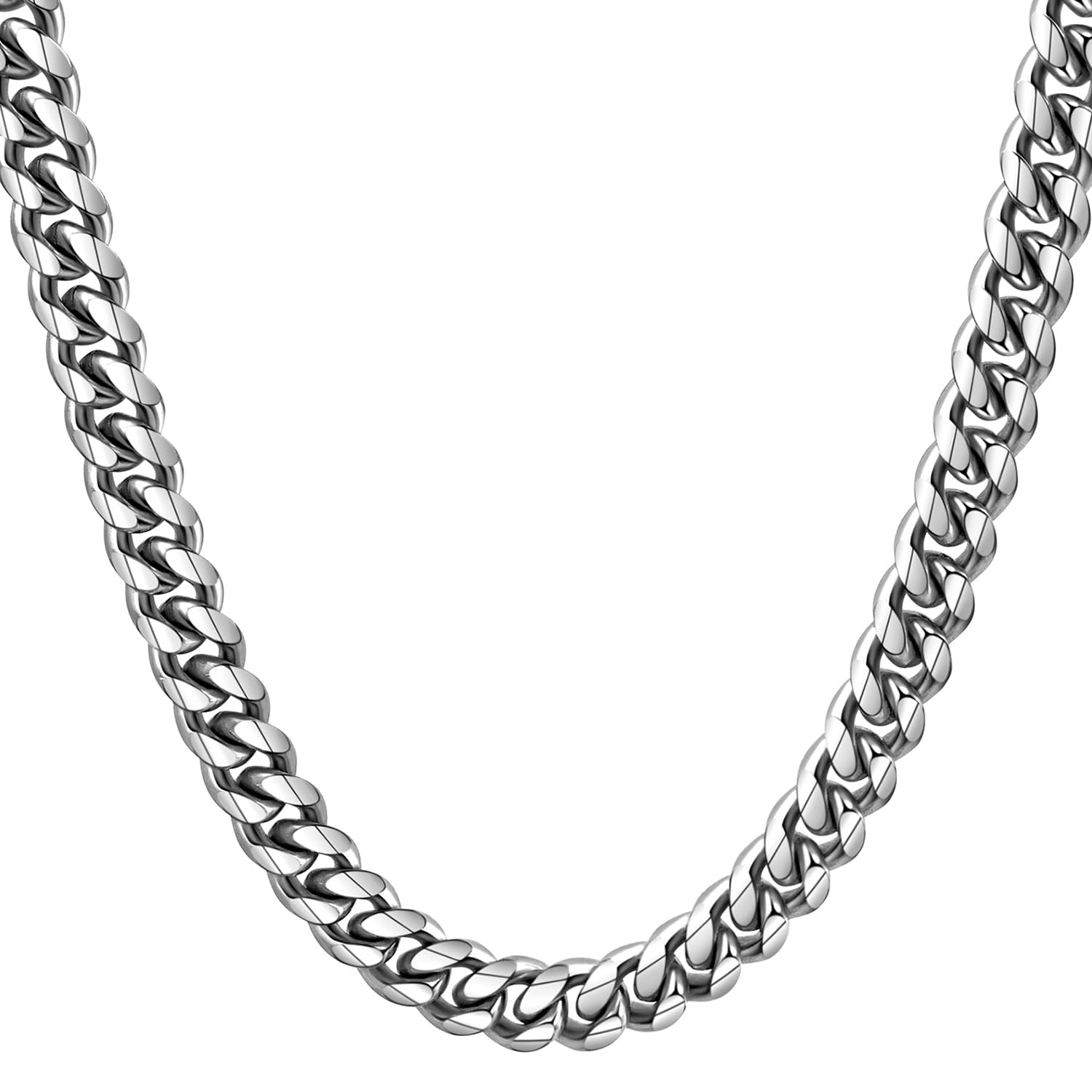 Hip Hop Cuban Chain Stainless Steel Neck Chains for Men Curb Necklace Jewelry Gift 8MM 20 inches