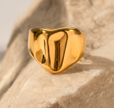 18K Gold Wide Band Ring | Minimalist Stainless Steel