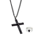 LUCSUL Cross Necklace for Men Whited Gold Black Plated Cross Necklace Stainless Steel Plain Cross Pendant Necklace for Men 16-30 Inch Jewelry