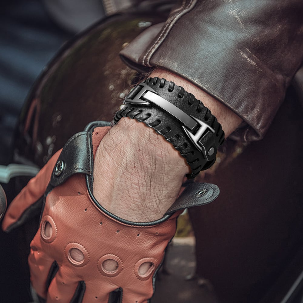 Genuine Leather Macramé Braided Bracelet for Men | Artisan Men's Jewelry