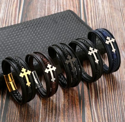 Personalized Multi-Layer Woven Leather Bracelet for Men | Custom Gift
