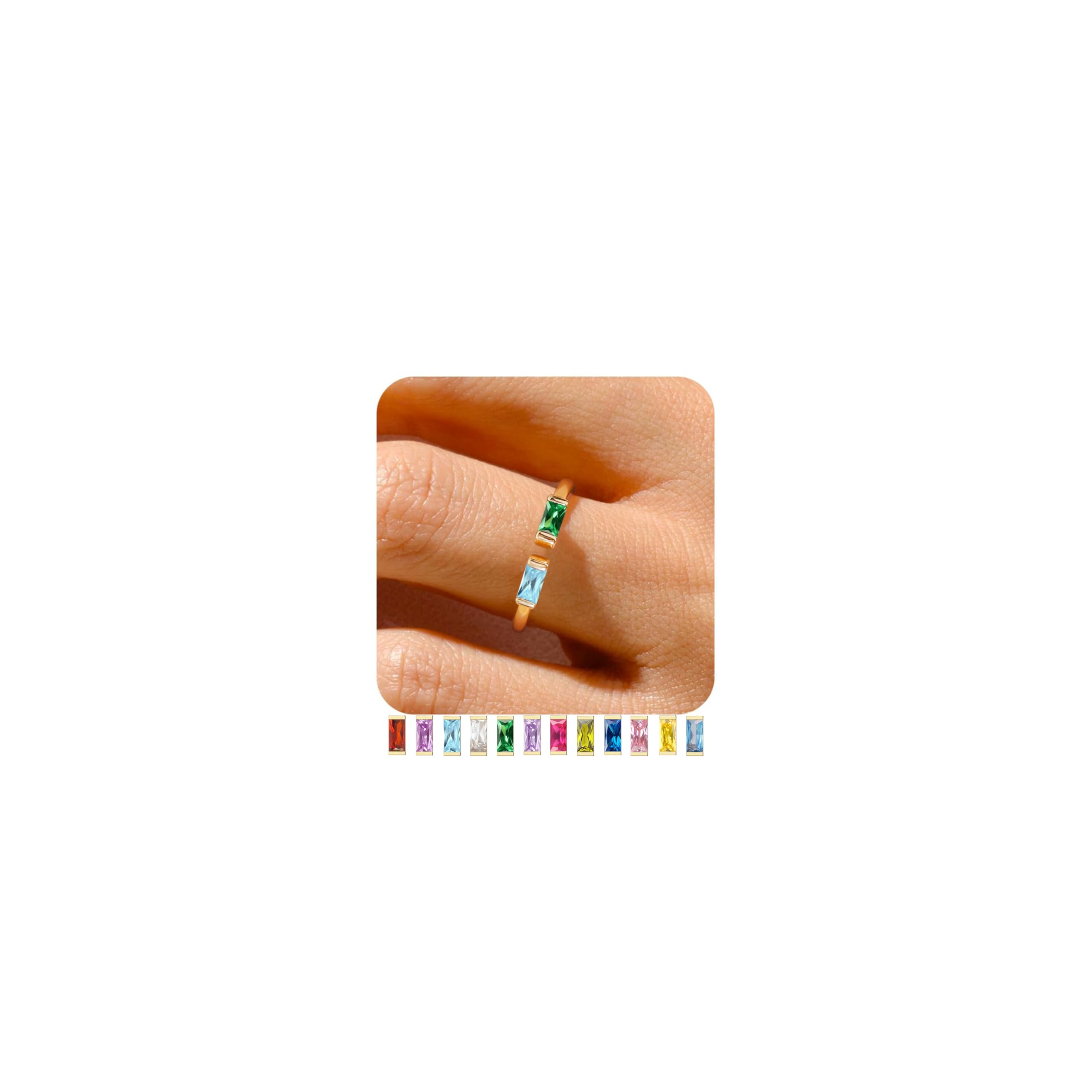 14K Gold Adjustable Birthstone Ring | Non-Tarnish Stackable