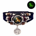 Vintage Woven Luminous Zodiac Leather Bracelet | All 12 Signs