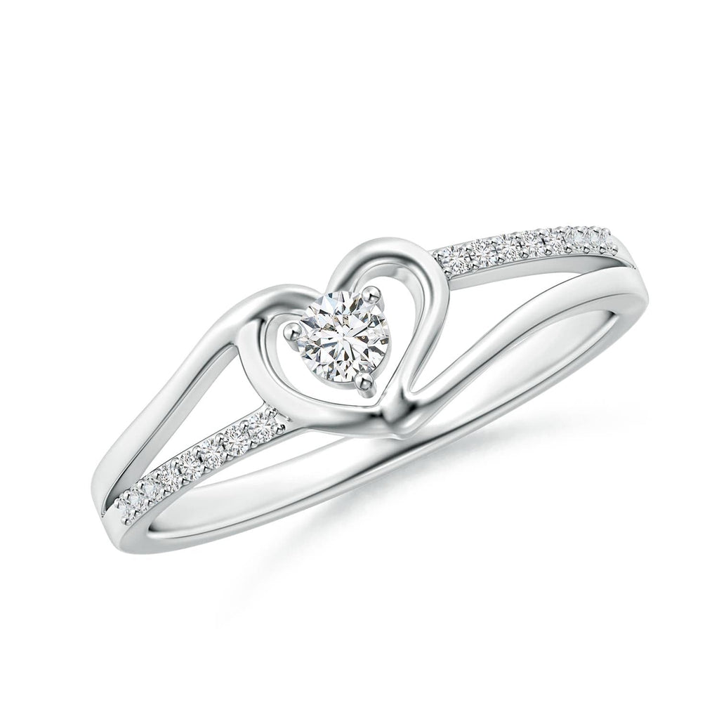 Natural Diamond Heart Ring | Sterling Silver April Birthstone