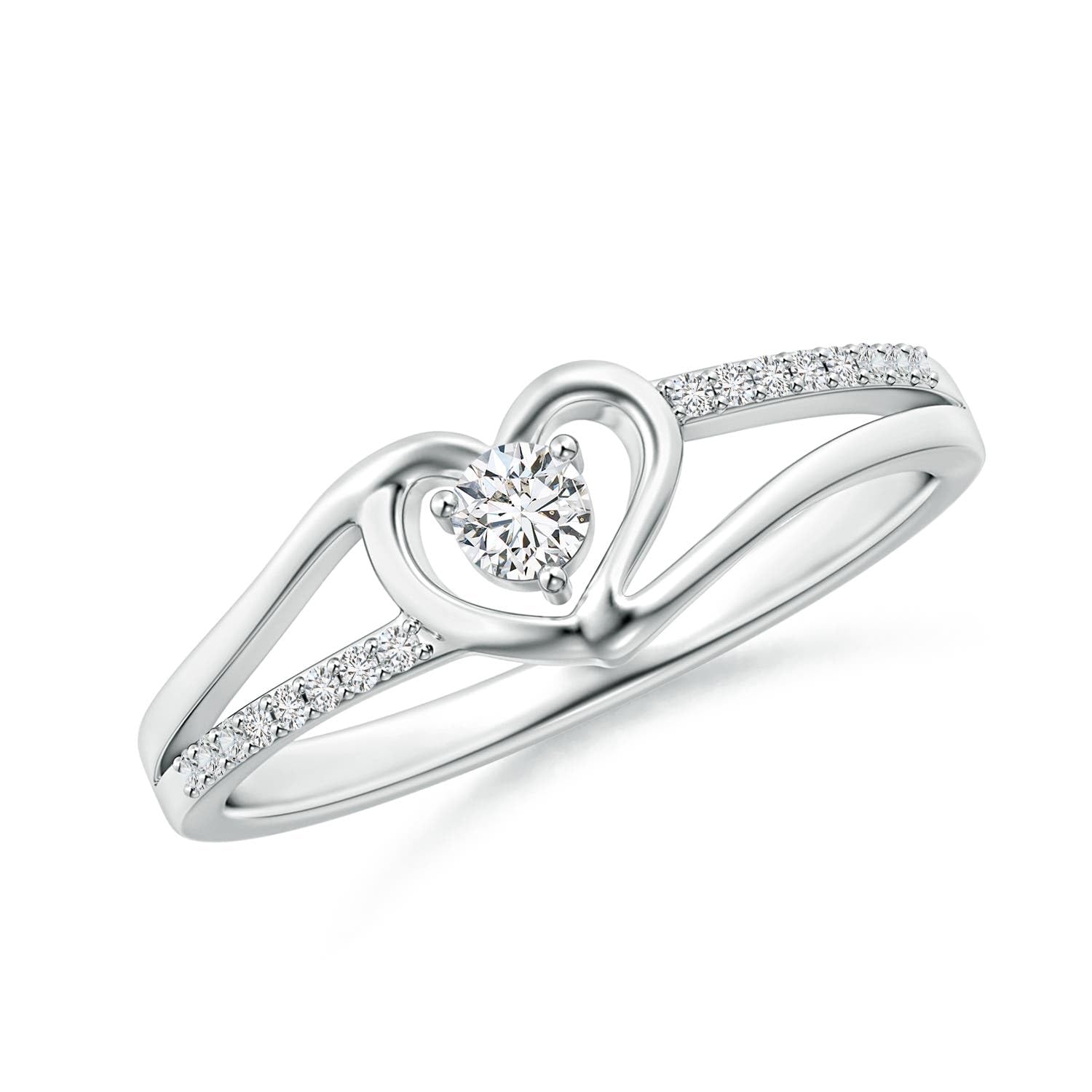 Natural Diamond Heart Ring | Sterling Silver April Birthstone