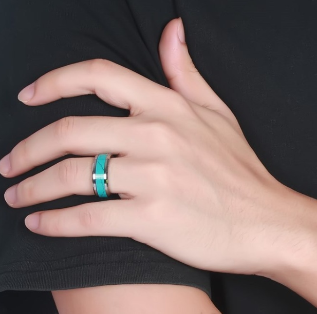 Fashion Stainless Steel Turquoise Rings for Men and Women