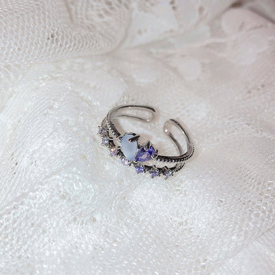 Floral Moon Ring | Adjustable Open Ring