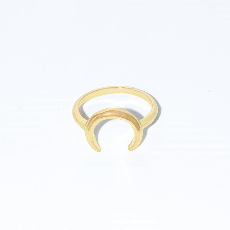 Minimalist Moon Open Ring | Celestial Design