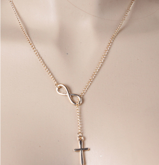 Infinity Cross Sweater Chain Necklace | Long Layering Necklace