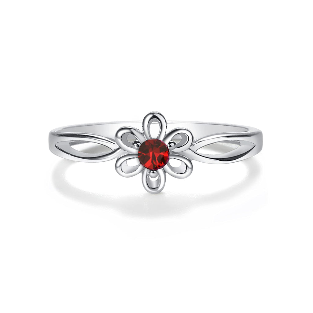 January Birthstone Baby Ring | Sterling Silver Flower Ring