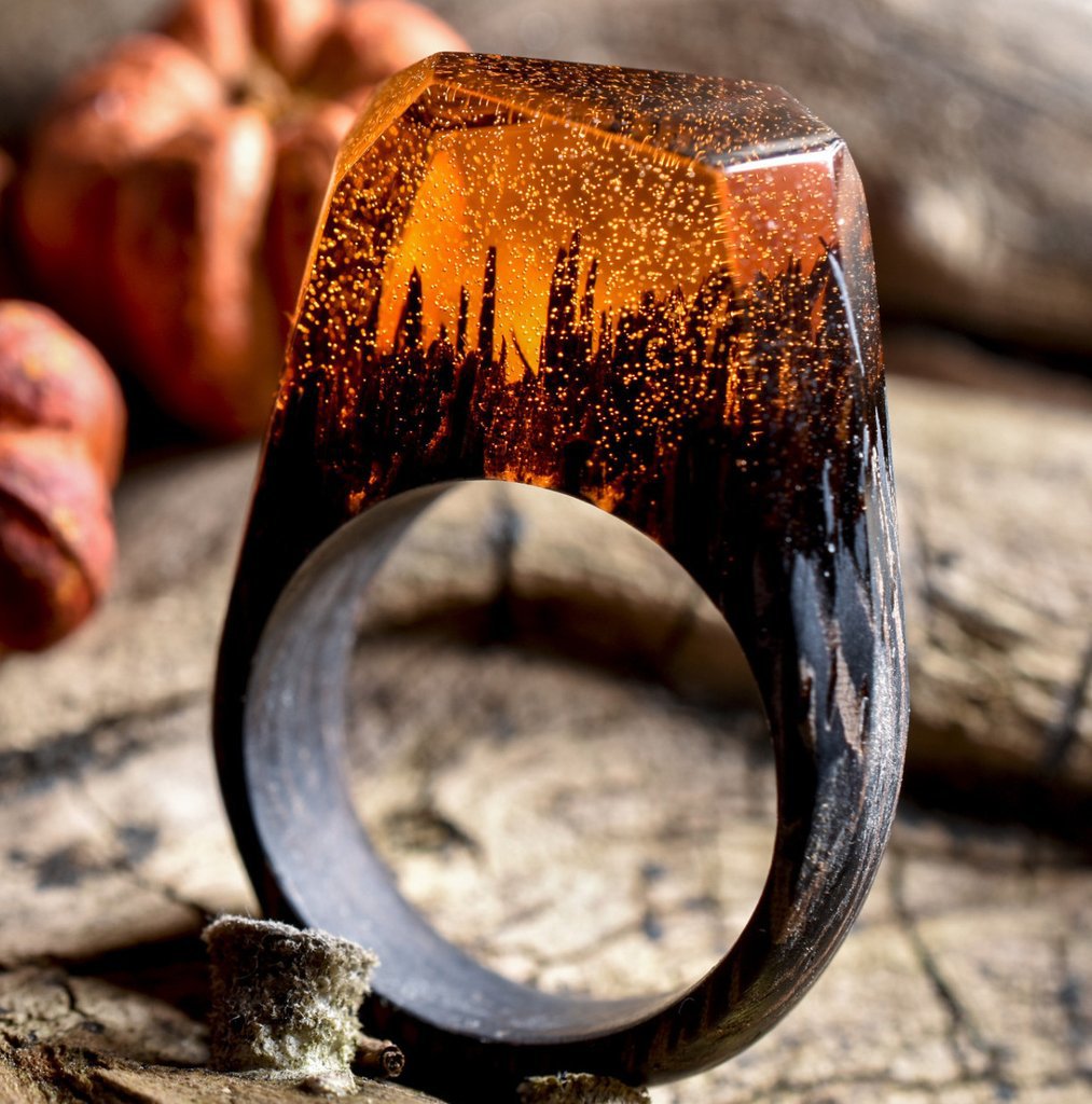 Time Ring | Resin & Wood Minimalist Ring