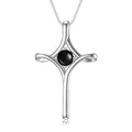 TOUPOP Black Onyx Cross Necklaces for Women Sterling Silver Dainty Crucifix Religious Cross Pendant Necklace Faith Jewelry Baptism Birthday Anniversary Christmas Gifts