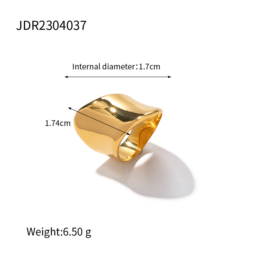 18K Gold Wide Band Ring | Minimalist Stainless Steel