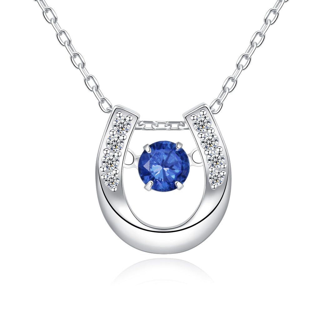 September Birthstone Horseshoe Necklace | 925 Sterling Silver