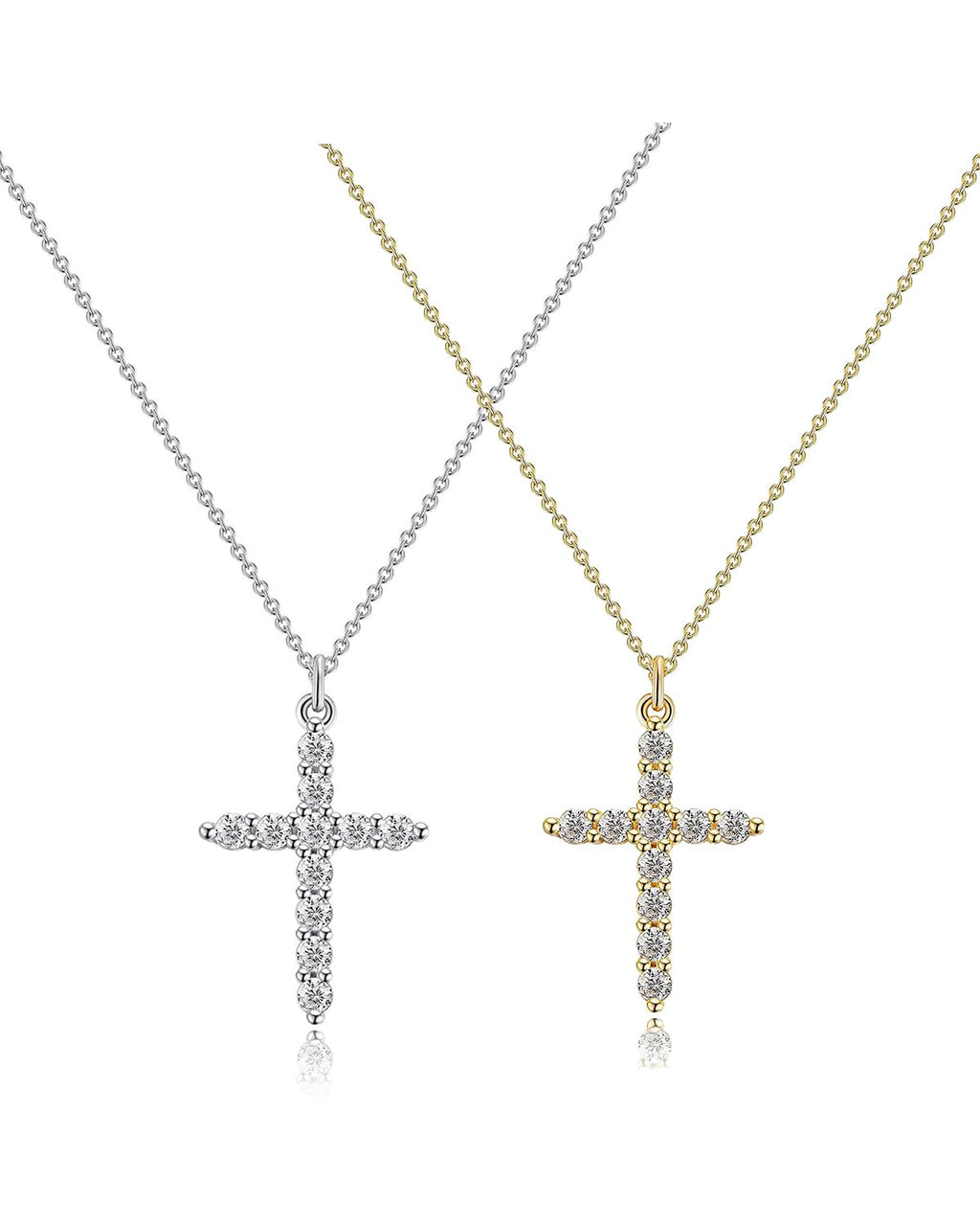 Dainty Cross Necklace Set – Gold & Silver CZ Pendant Necklace for Women & Men | Faith Jewelry