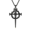 Lattd Nail Cross Necklace 925 Sterling Silver Black Crown of Thorn Nail Cross Pendant Christian Jewelry Gift for Men Women (01-Nail Cross & Crown 02-Black)