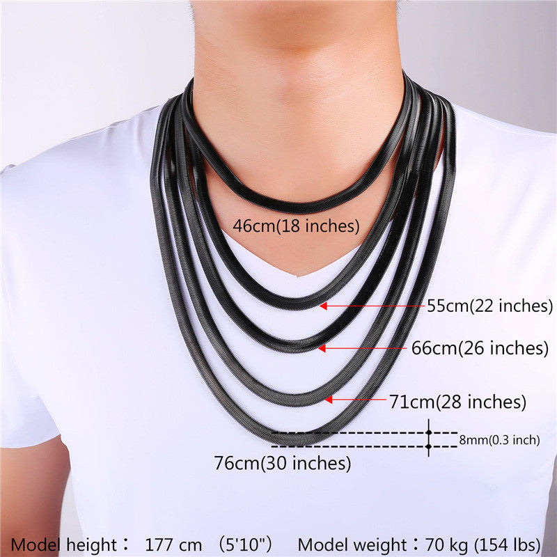 Titanium Steel Snake Bone Chain Necklace in Alloy