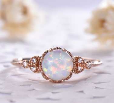 Moonstone Engagement Ring | Opal Fashion Ring for Women