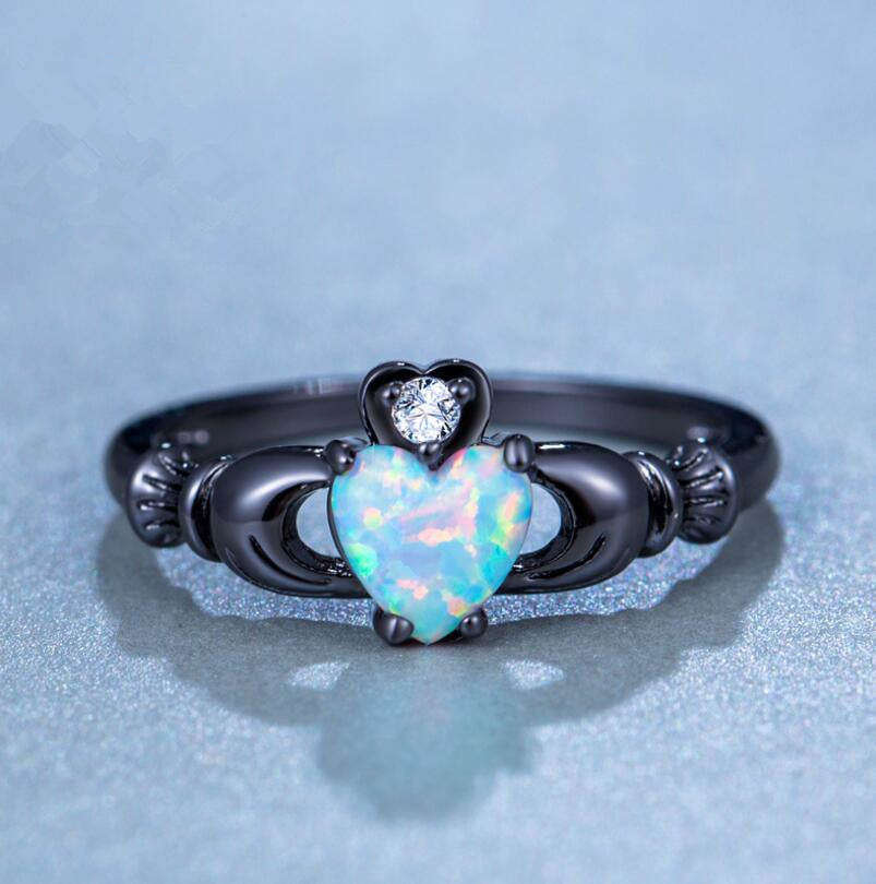 Black Gold Heart Diamond Ring | Minimalist Design