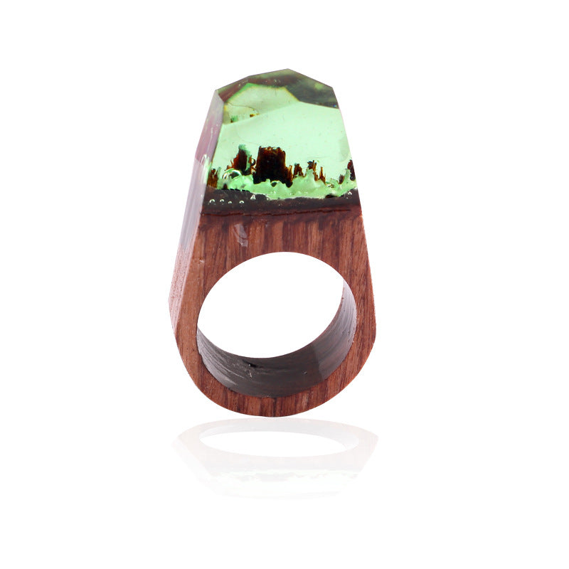 Pointed Wooden Resin Ring | Ethnic Style