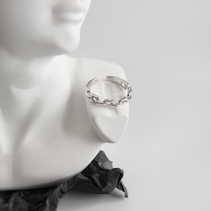 Silver Chain Ring | Minimalist Adjustable Design