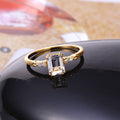 Square White Crystal Ring | Japanese Minimalist Design